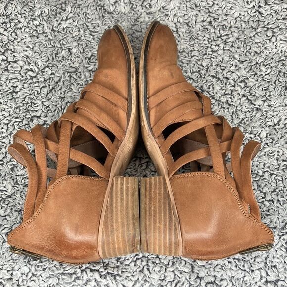 SEYCHELLES 8.5 Ankle Bootie Woven Strappy Weave CrissCross w/Low Chun… - Picture 3 of 10